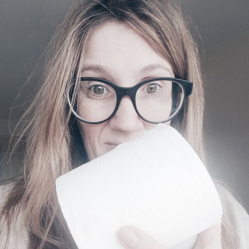 me clutching toilet roll