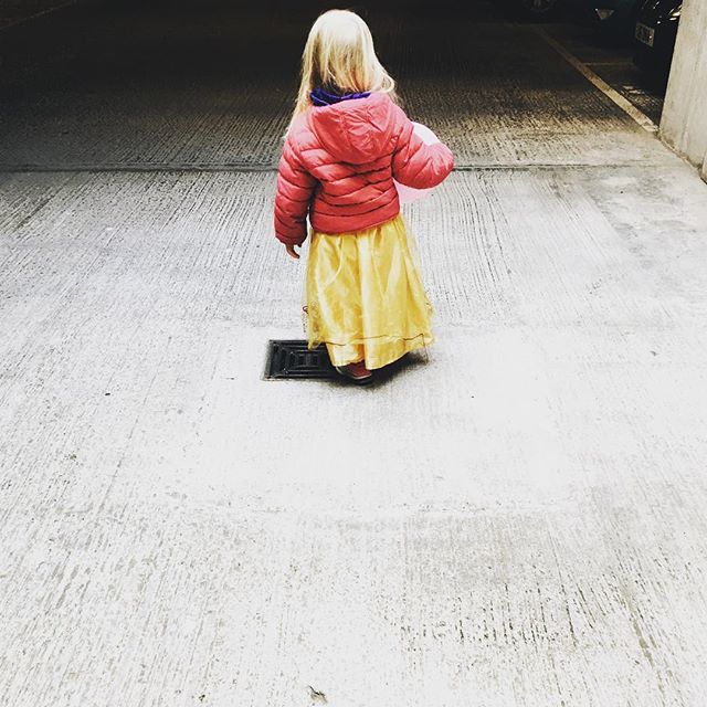 School run with Snow White this morning. Obviously. #parenting #thatsdarling #blog #blogger #blogging #fairytale #family #schoolrun